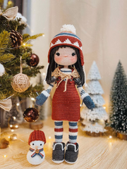 Crochet Doll Stella with snowman pattern