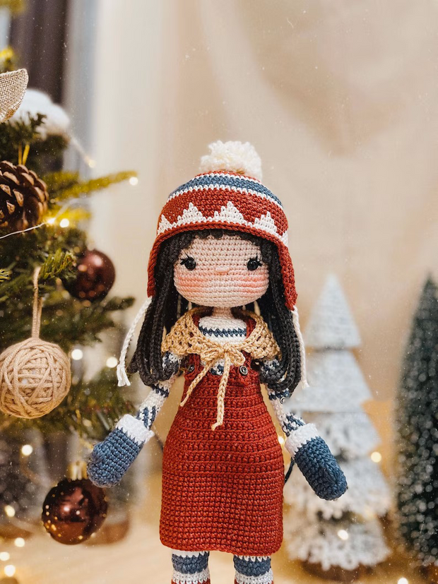 Crochet Doll Stella with snowman pattern