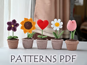 5 crochet flower in a pot patterns