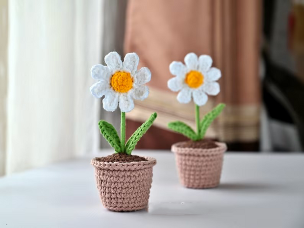 5 crochet flower in a pot patterns