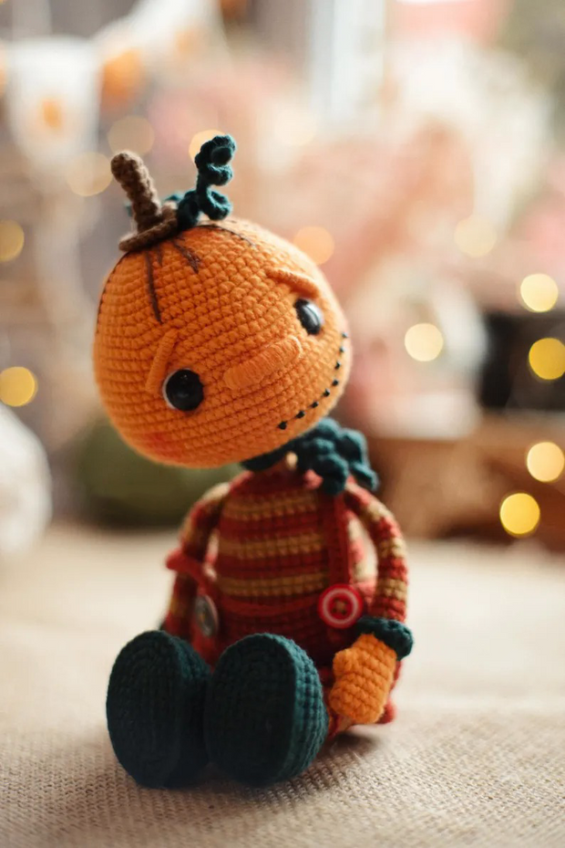 Crochet pattern cute Pumpkin Jack Halloween doll