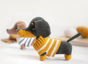 crochet Dachshund Dog pattern  with a sweater