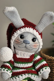 Amigurumi funny Bunny in Christmas Costume