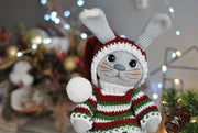 Amigurumi funny Bunny in Christmas Costume