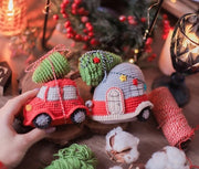 Red car Crochet pattern amigurumi Trailer Christmas decor tree