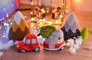 Red car Crochet pattern amigurumi Trailer Christmas decor tree