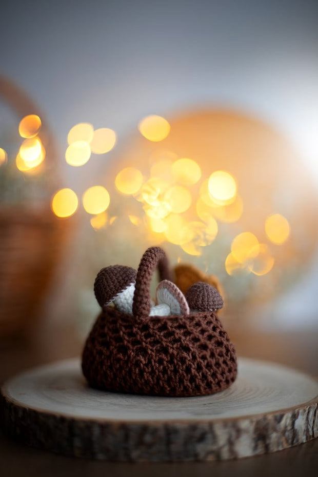 mushroom basket crochet pattern