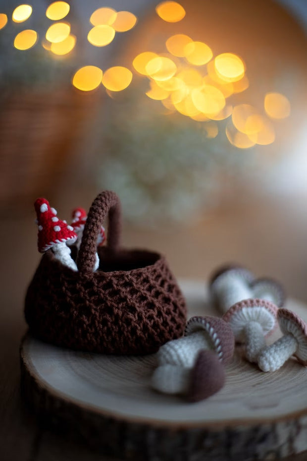 mushroom basket crochet pattern