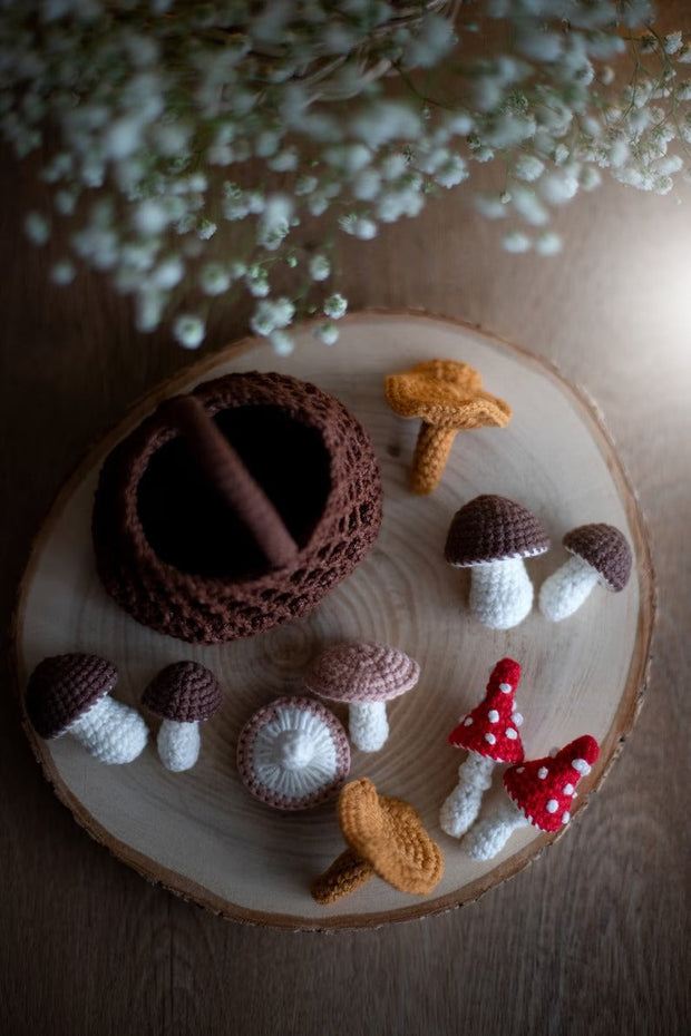 mushroom basket crochet pattern