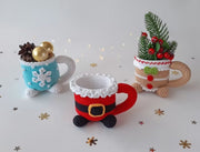 Set of 6 crochet patterns Christmass mugs