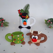 Set of 6 crochet patterns Christmass mugs