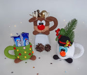 Set of 6 crochet patterns Christmass mugs