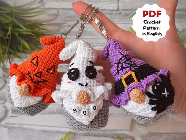 Set of 3 crochet pattern Halloween gnomes