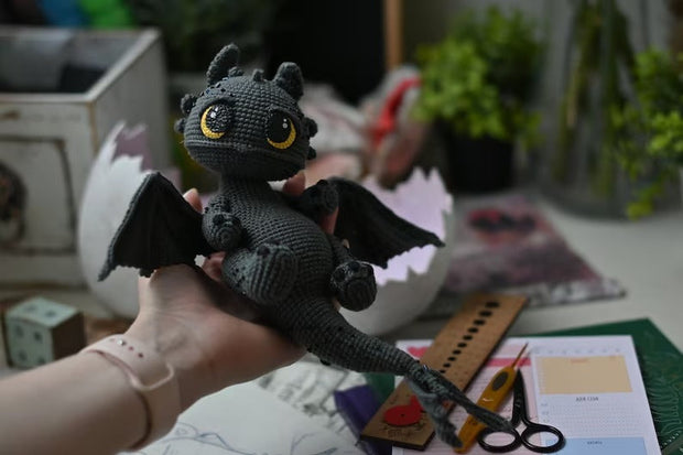Crochet pattern for black dragon