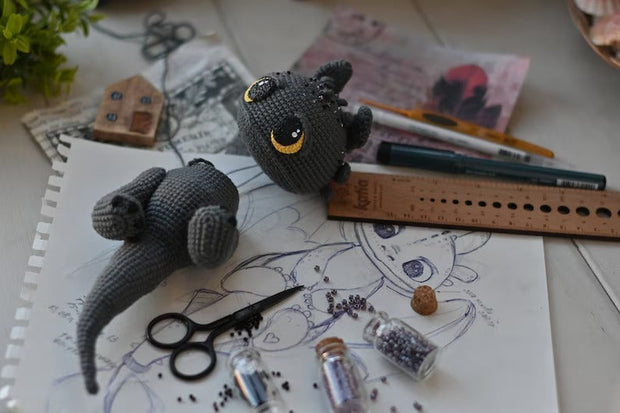 Crochet pattern for black dragon