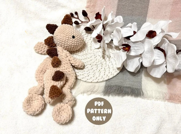 Easy Dinosaur Baby security blanket crochet pattern
