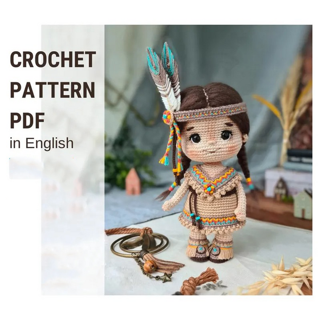 crochet American Indian Doll