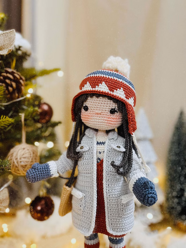 Crochet Doll Stella with snowman pattern