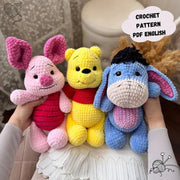 3 in 1 Winnie the Pooh, Piglet and Donkey Crochet Pattern