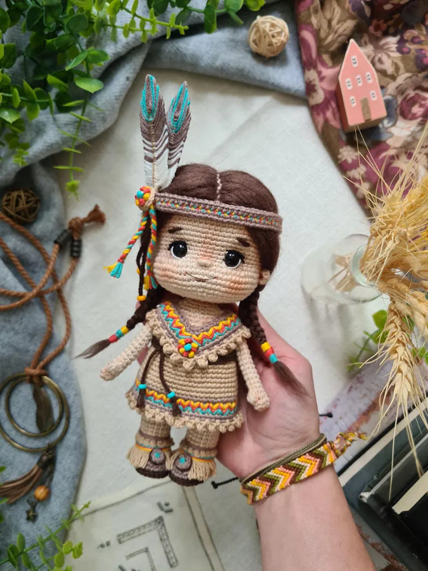 crochet American Indian Doll